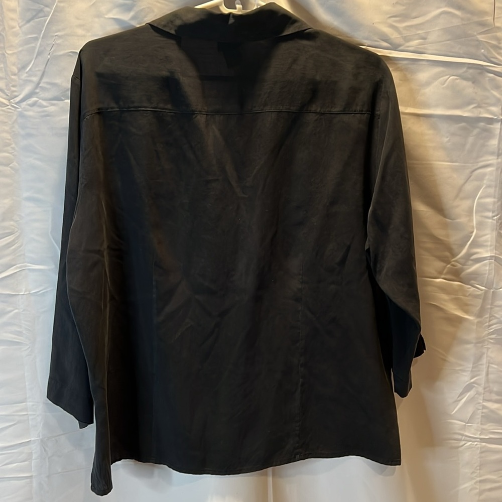 Notations 100% Silk Button Down 3/4 Sleeve Black … - image 6
